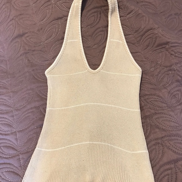 Beige skirt & gold, beige halter top - cocktail - Picture 4 of 4